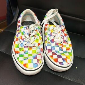 Women’s size 5 ComfyCush Era checkered tie dye Vans